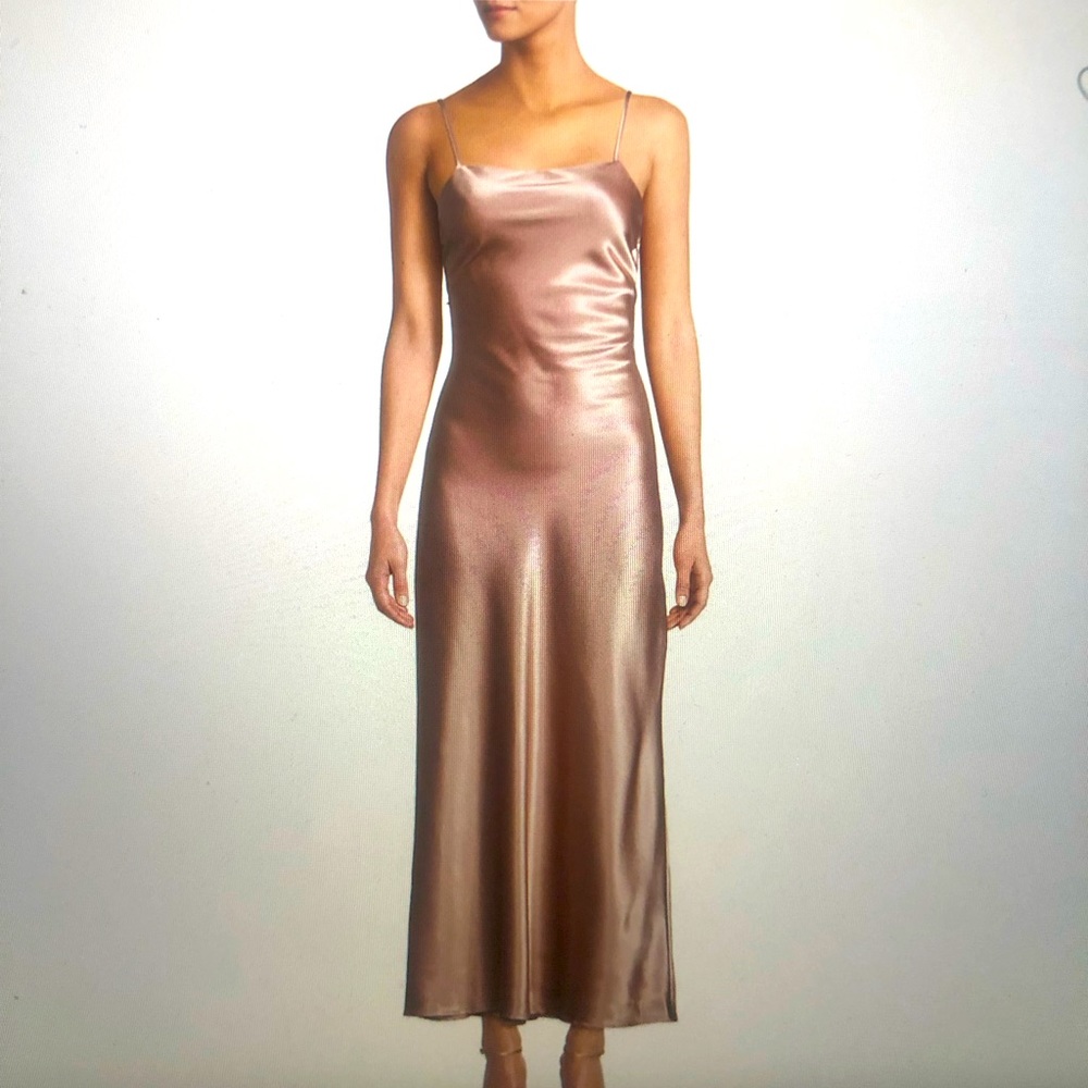 Bardot Satin Midi Slip Dress in Pink Rose